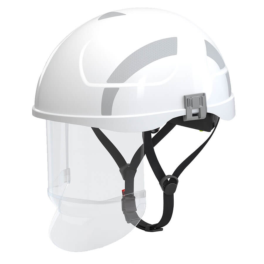 Casco de seguridad con pantalla facial integrada
