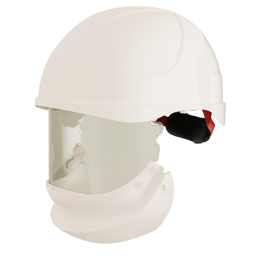 Casco de seguridad con pantalla facial integrada